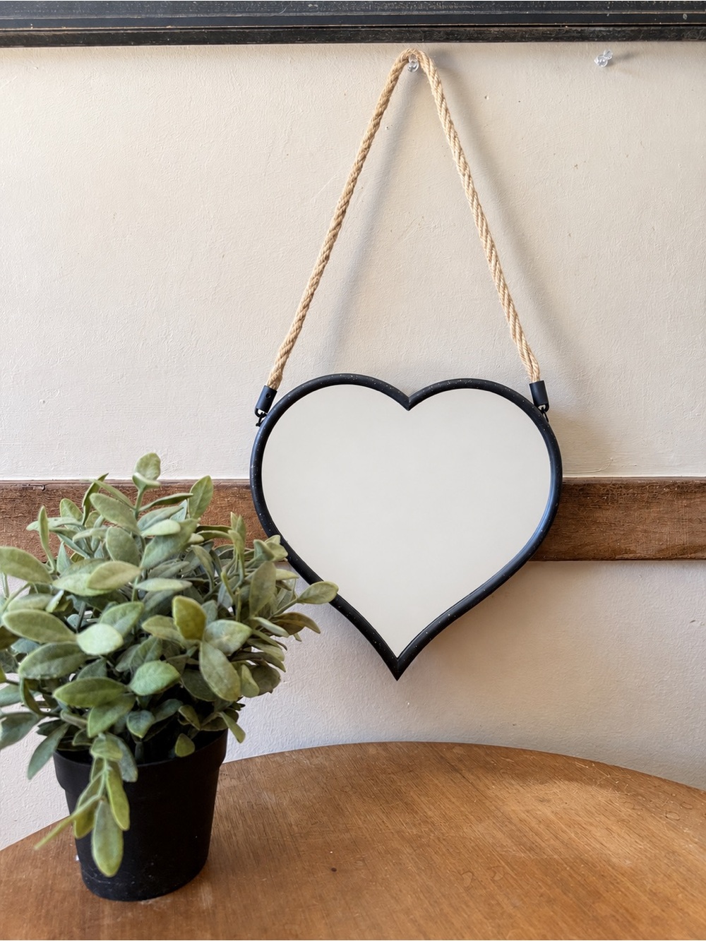 Heart-Shaped Hanging Mirror with Black Frame